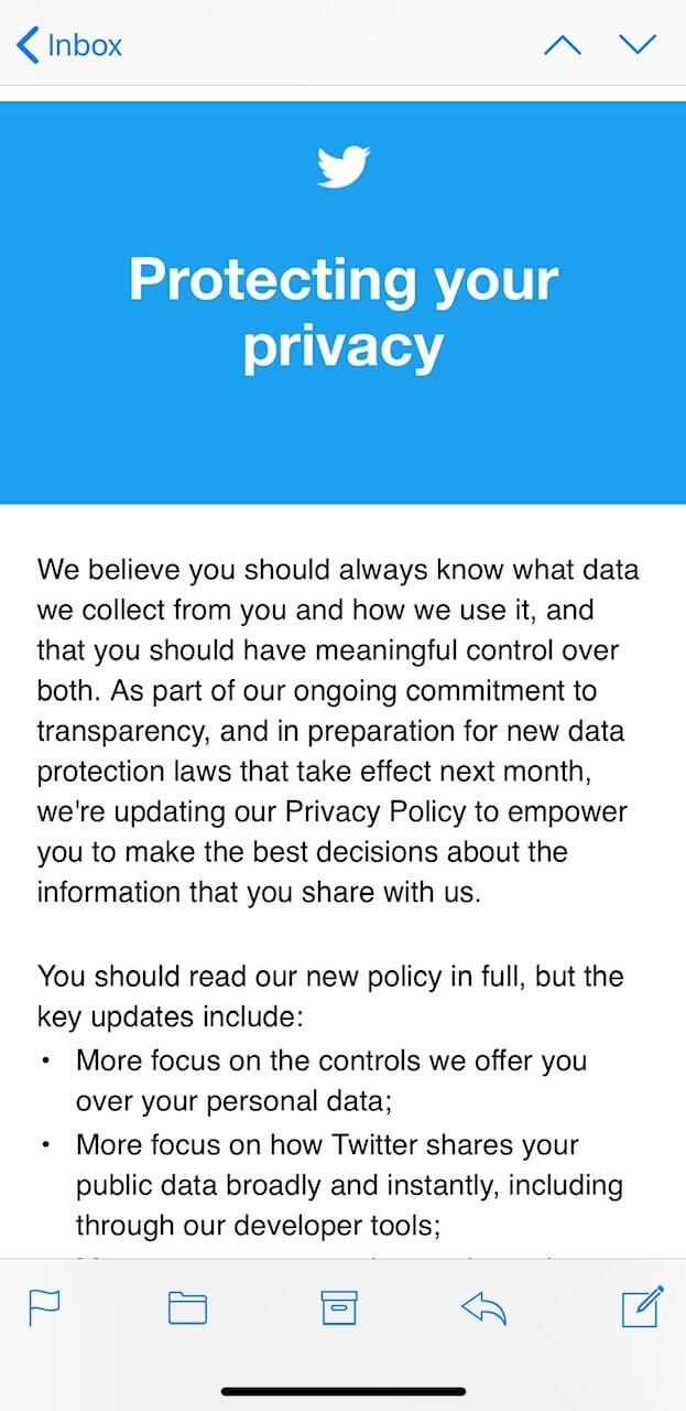Privacy Policy Update Email